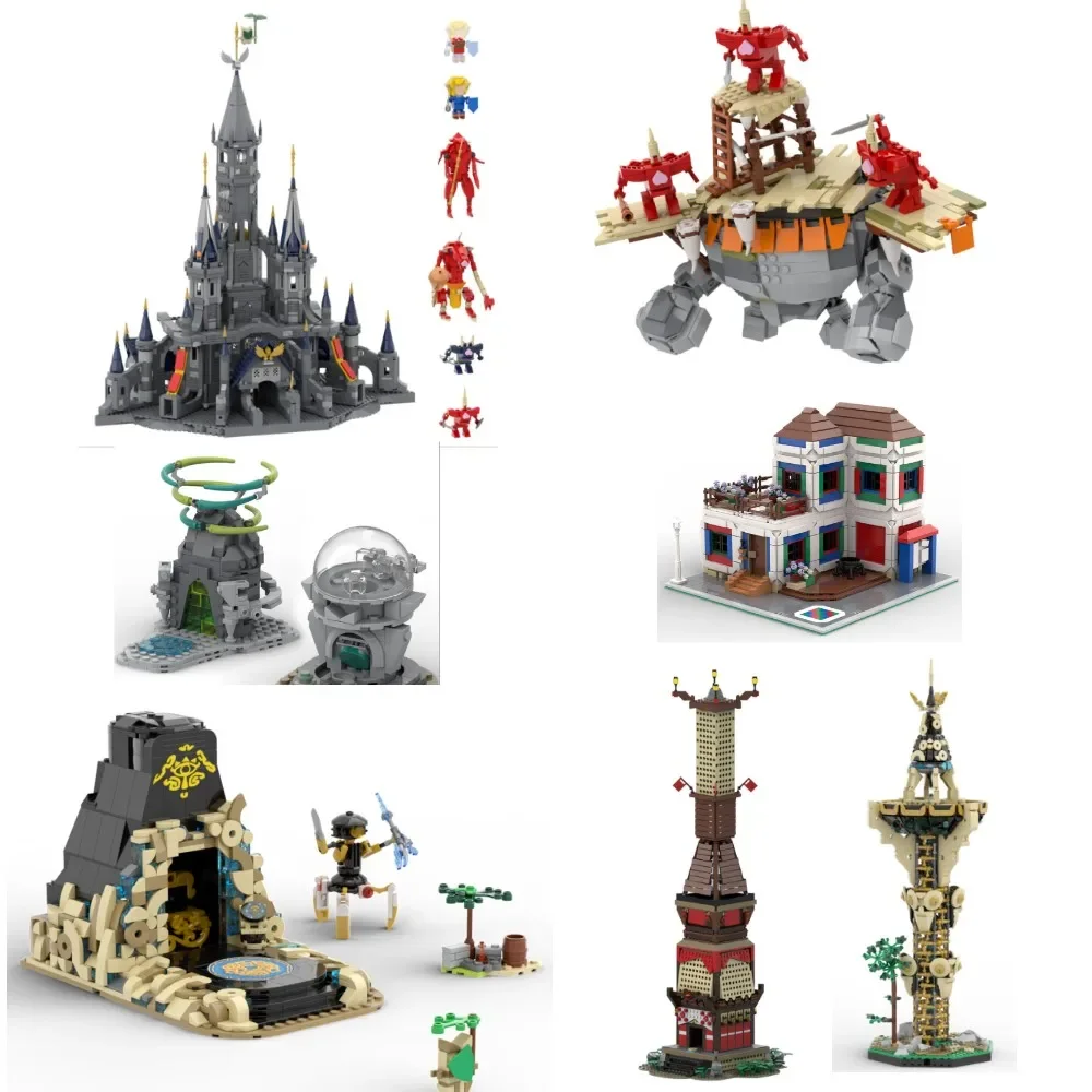 

MOC Hailaru Castle Building Blocks Set - Tarrey Town Shrine Model Temple Bricks Toy Gift Bird Observatory for Kingdoms Fans