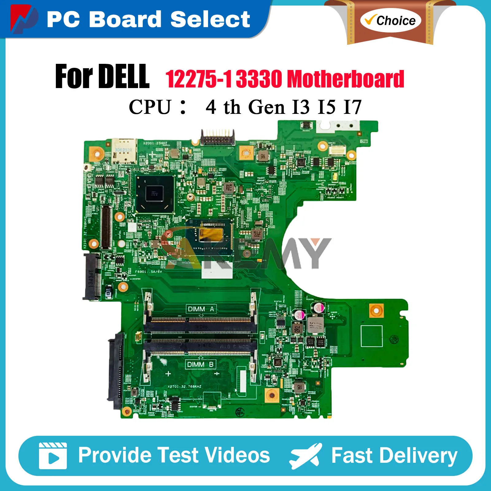 

12275-1 Motherboard For Dell Latitude 3330 With CPU DDR3 CN-02D6MM 0FC2X0 W29HP Tested OK