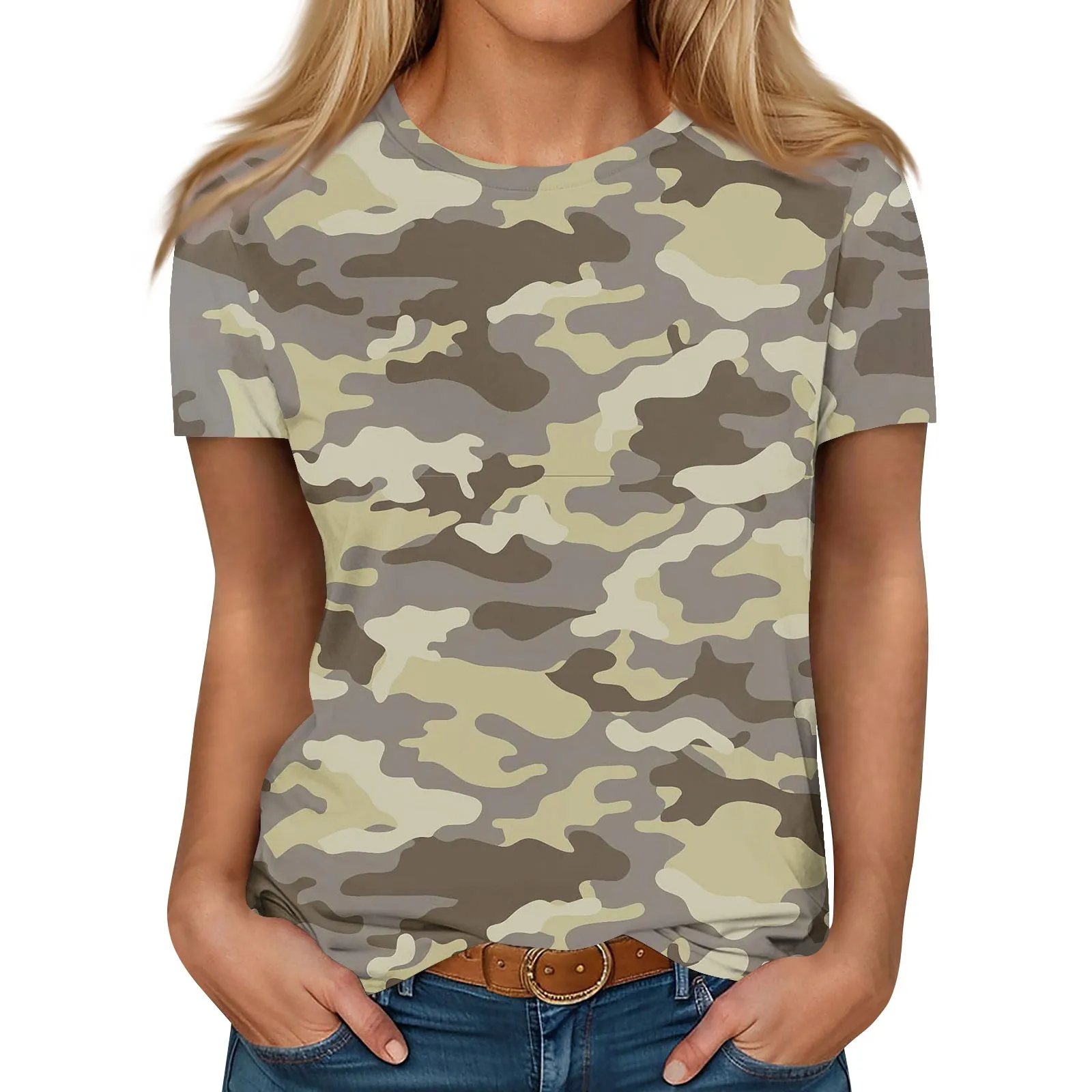 Short Sleeve T Shirt Summer Camp Women Camouflage Short Sleeve T Shirt Military Female Tee Hip Hop Cool T-shirt 2024 New