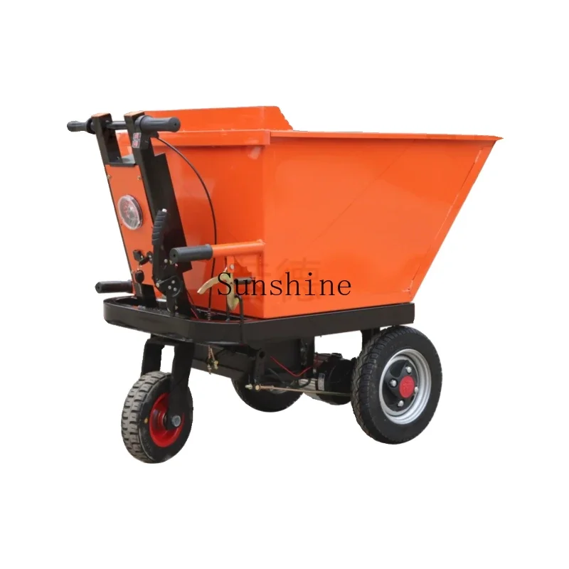 Electric hand push three-wheel tipping bucket tool handling and pulling goods construction site gray bucket truck