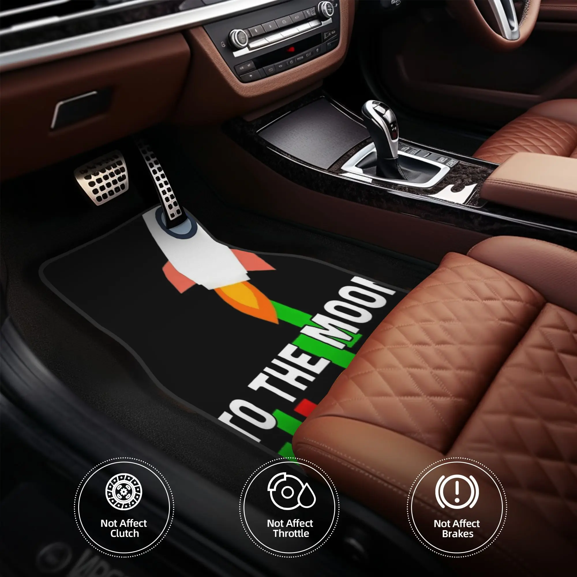 4pcs Palantir Pltr To The Moon Candlestick Pillow Car Floor Mats - Durable Polyester Fiber, Fit For Cars, Playful Design With Ro