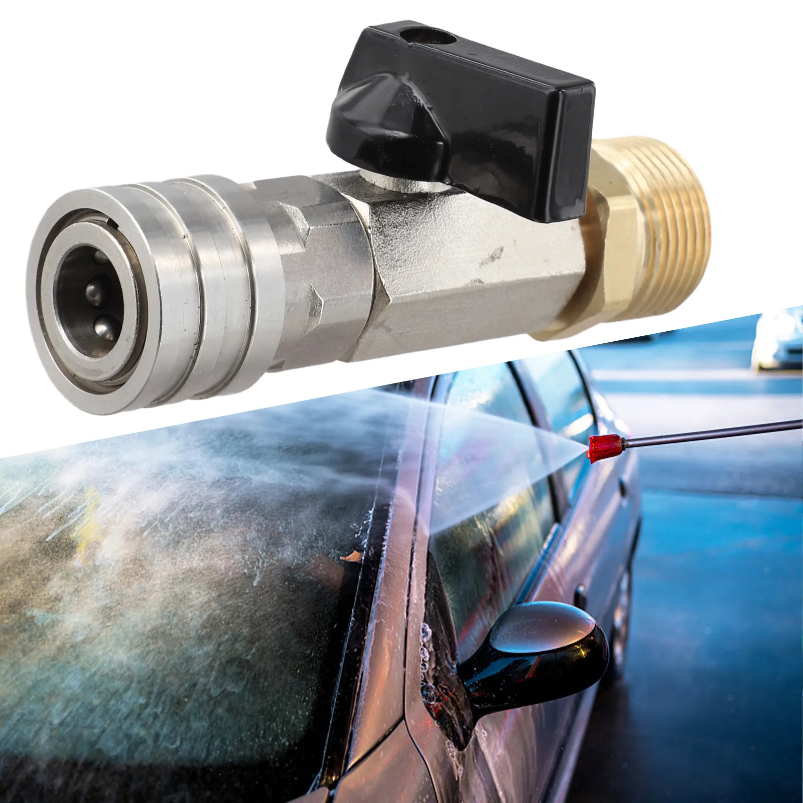 Stainless Steel Brass Washer Ball Valve For M22-14 Hose Switch 1/4 Inch Quick Connector For 4500PSI Cleaning Machine