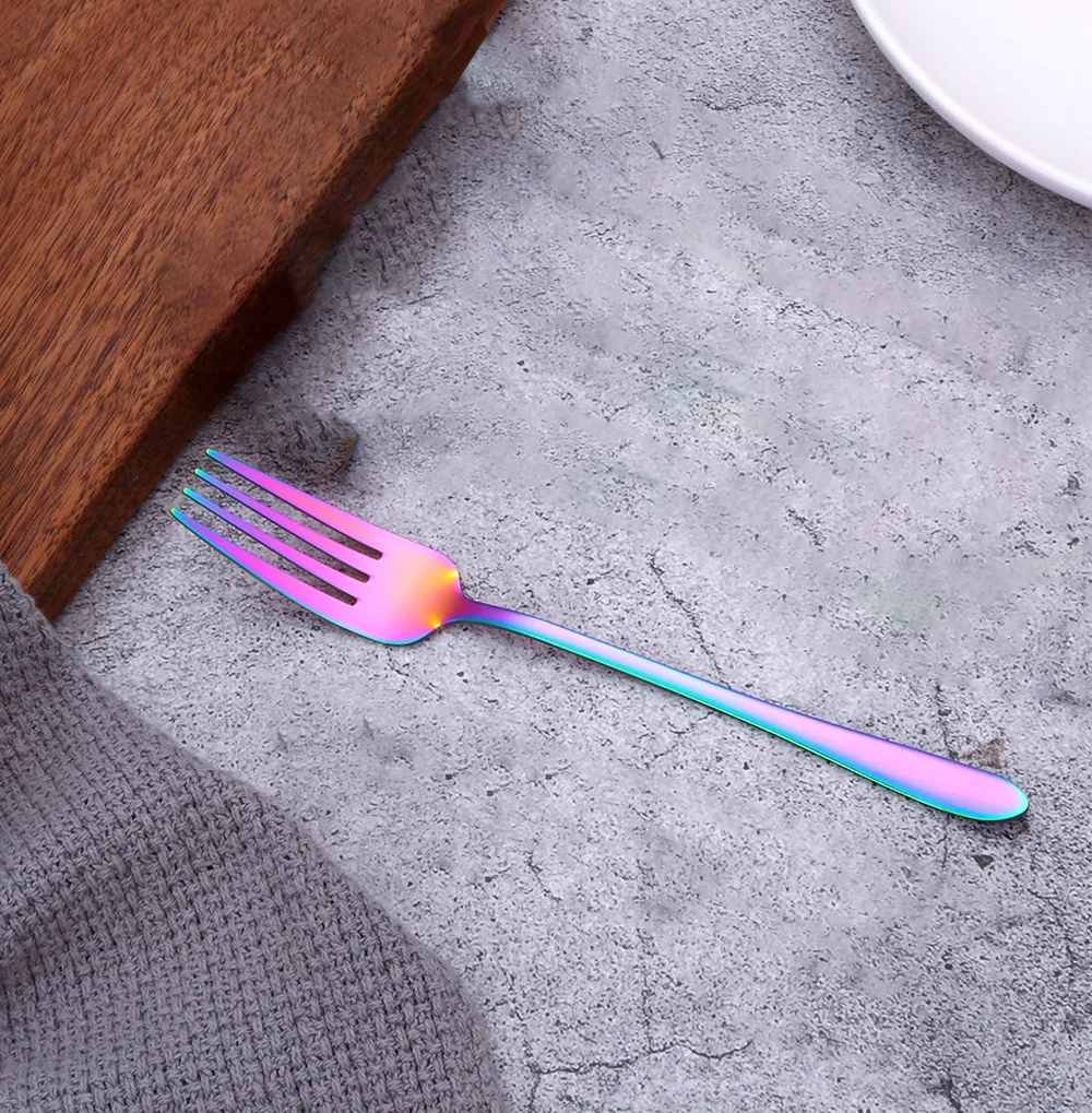 4/6/12Pcs Black Dessert Fork Stainless Steel Coffee Fork Set Ice Cream Cake Fruit Forks Gold Cutlery Party Thin Sliverware