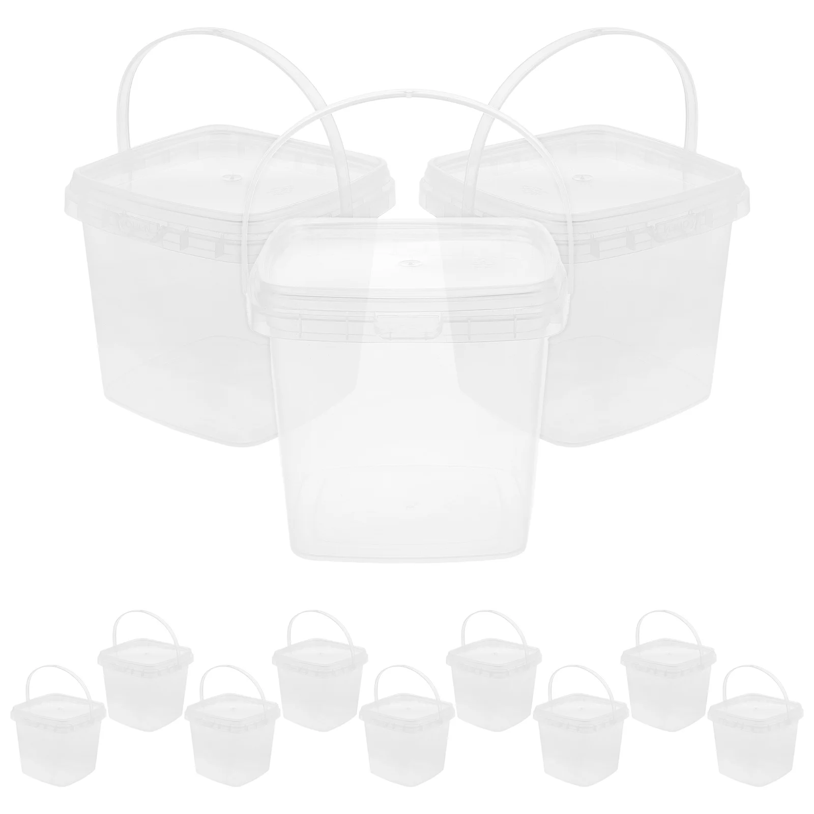 

12 Pcs Ice Cream Bucket Dessert Containers Thick Transparent Square Storage Lids Mini Refrigerator Freezer Snacks Condiments