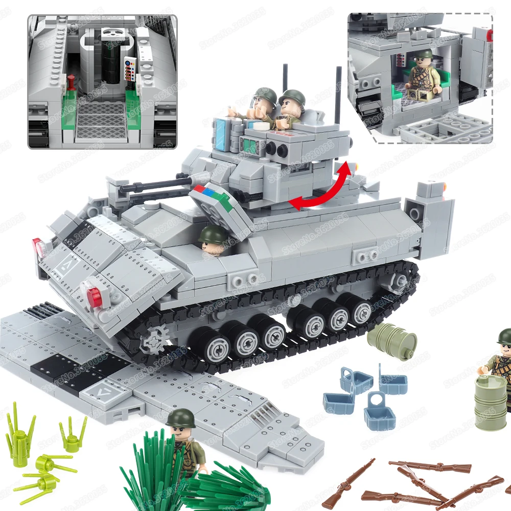 Chariot M2A3 Bradley Infantry Tank Military Building Block Assembled Moc Figures War Weapons The Armor Model Child Gift Boy Toys