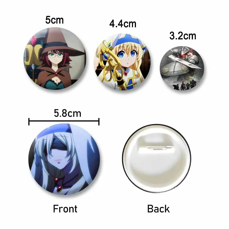 Anime Goblin Slayer Soft Button Pin Cartoon Priestess High Elf Archer Dwarf Shaman Round Brooch Backpack Hat Jewelry Badge Gifts