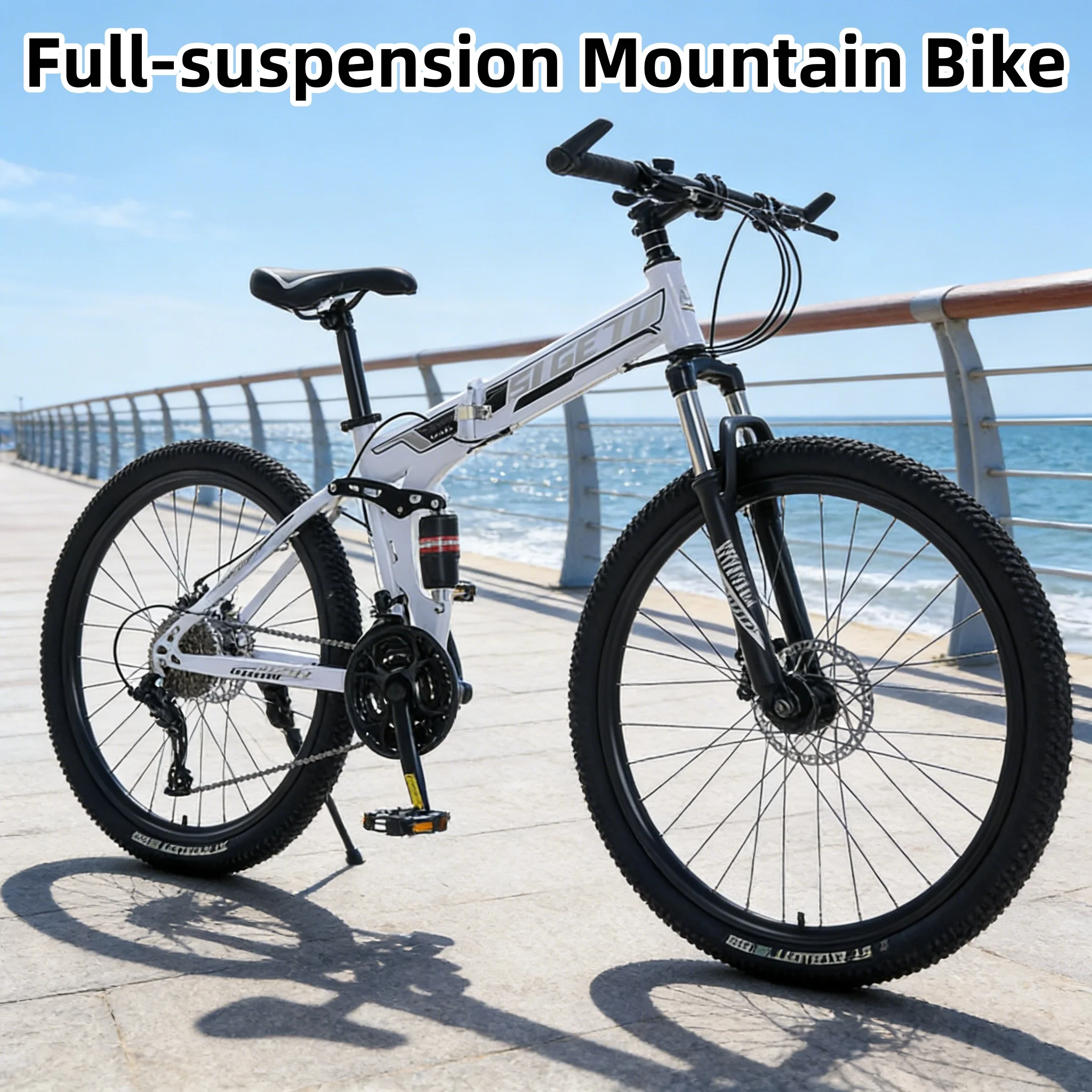 

Carbon Steel Folding Bike Variable Speed Outdoor Mountain Bike Portable Riding Bicycle Full Suspension Multi-terrain MTB Bike