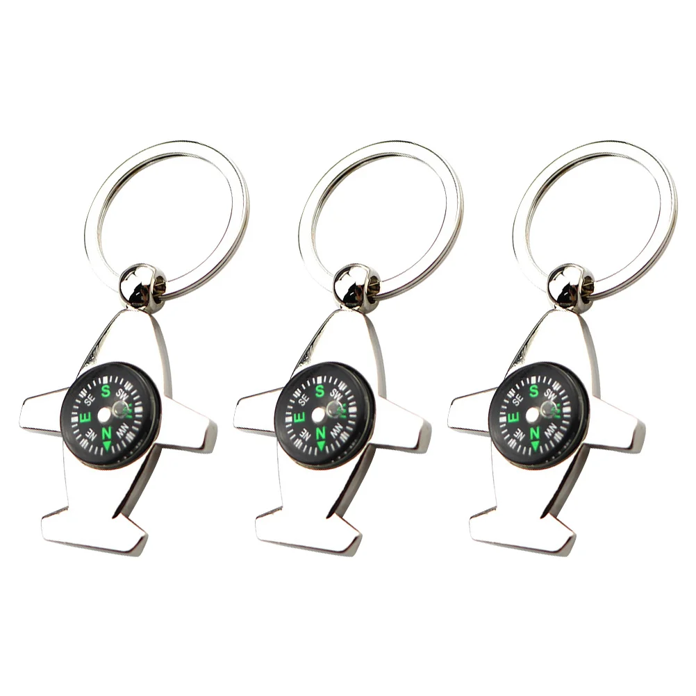 

3 Pcs Airplane Compass Key Chain Mini Backpack Keychain Key-chain Ring Climbing Pendant Alloy