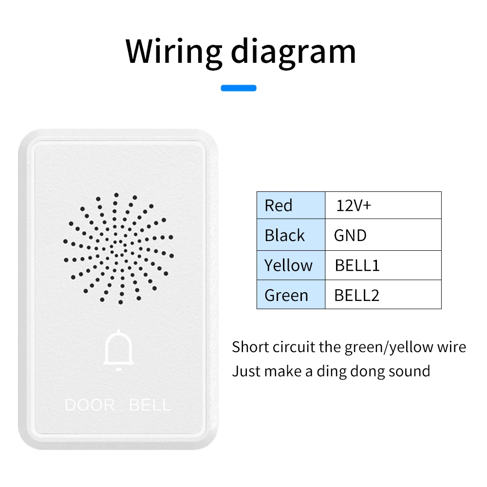 

DC12V Wired Door Bell Ringtone Chime For Door Access Control System Hotel / Apartment / House Bell with 4 wires, no need battery