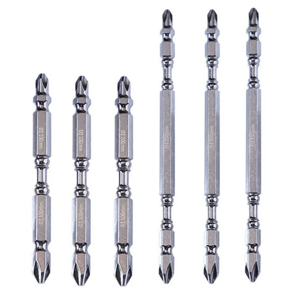 6PCS/Set Cross Screwdriver Bit Steel PH2 Doulbe Heads Depth Stop 100/150mm For Electric Drill Cordless Drill