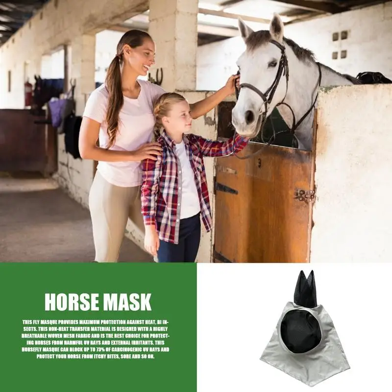 Fly Covers สําหรับม้าที่มีหู UV Blocking Fine ตาข่ายพร้อมหูมัลติฟังก์ชั่นซักด้วยเครื่องได้ Equestrian Supply สําหรับ