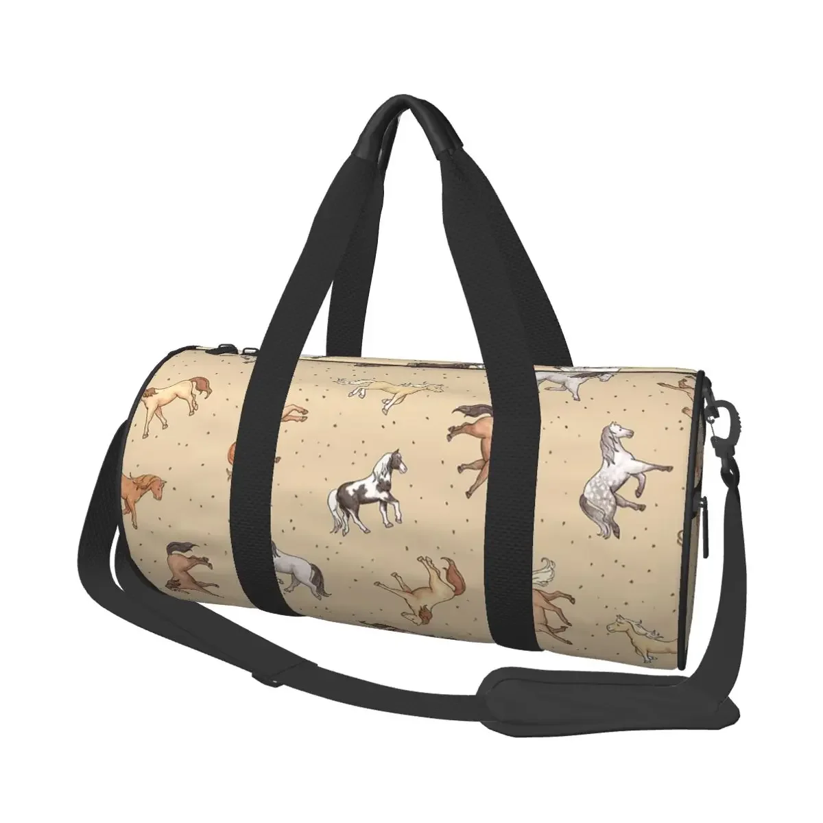 

Scattered Horses Spotty On Taupe Large Duffle Gym Bag Multi-Functional Duffle Travel Bags Handbags Fitness bag