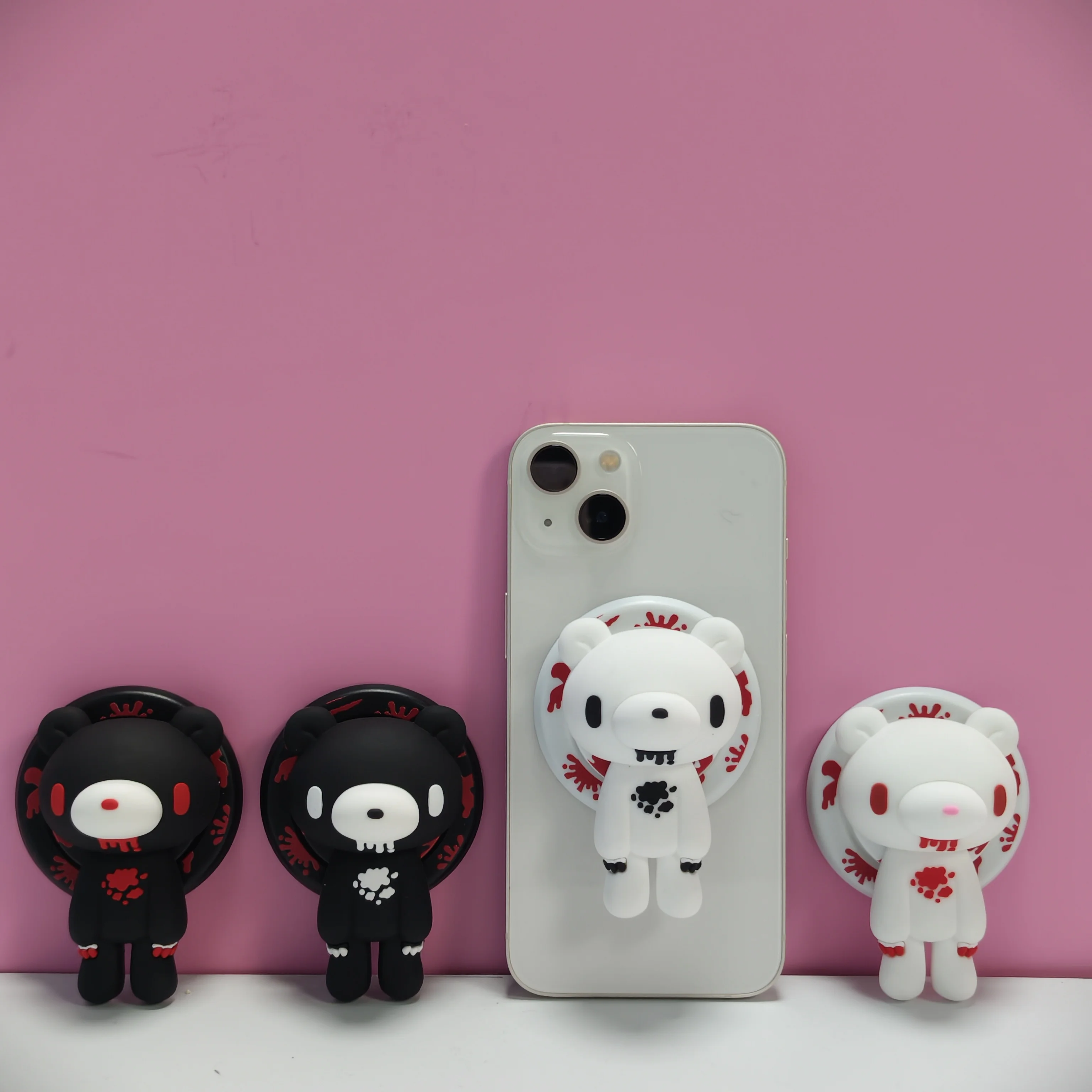 

Cute Silicone Phone Grip, Cartoon Bear Phone Stand, Anti-Slip Holder for Phones, Kawaii Phone Accessory