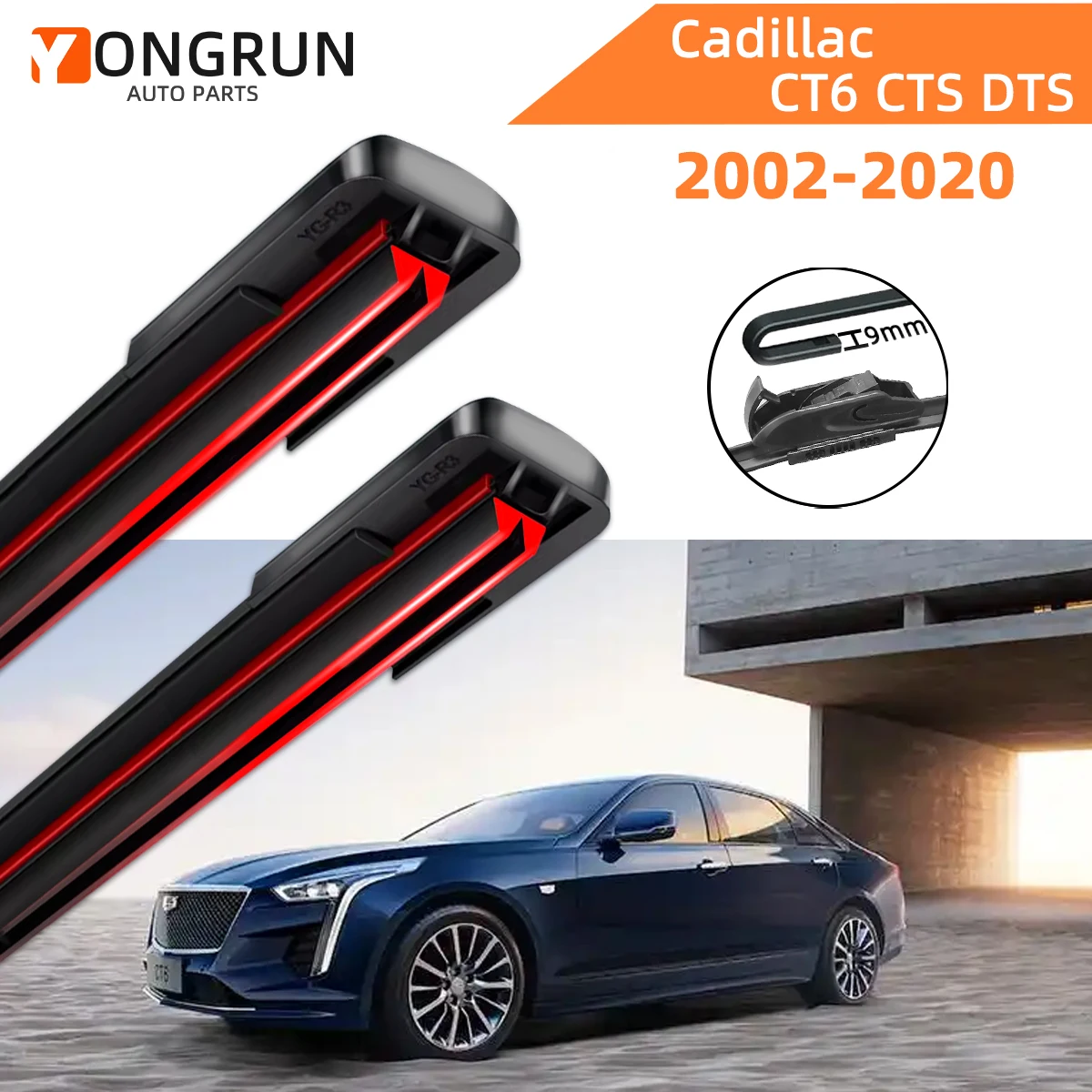 

Double Rubber Car Wipers for Cadillac CT6 CTS DTS Front Blade Brushes Cutter Automobiles Accessorie Wiper Windscreen Wear Wiper