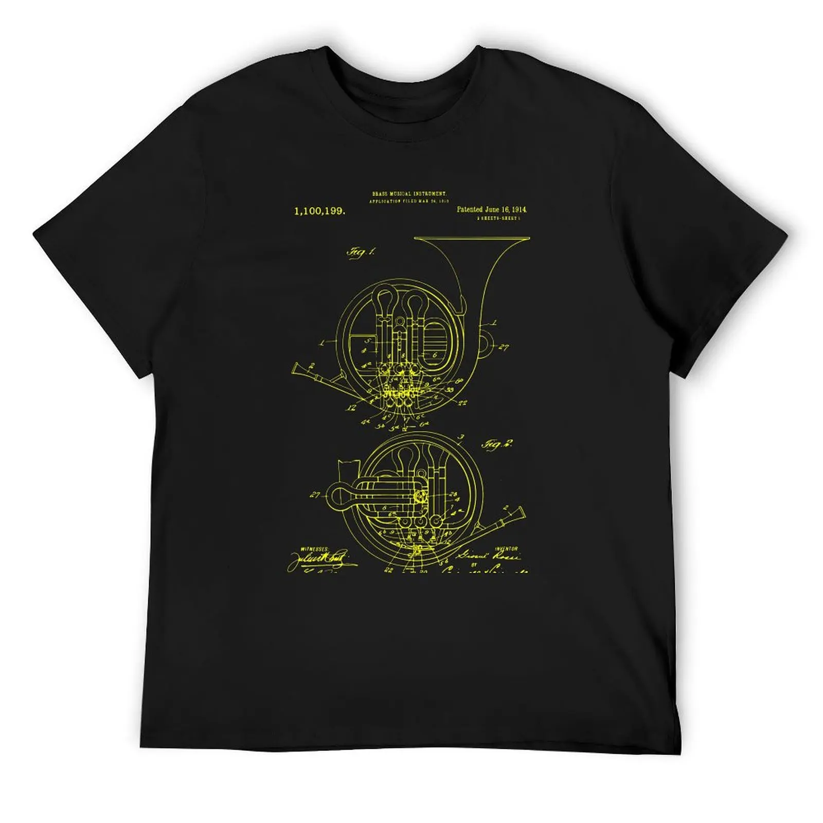 

French Horn PATENT ART Shirt T-Shirt graphics sports fans blanks rapper graphic tees shirts men