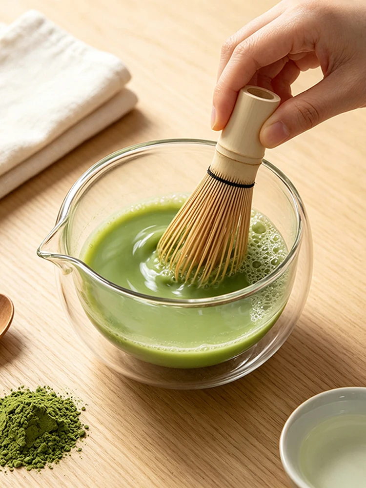 Doppelwandige Glas-Matcha-Schüssel Transparente Obst-Salat-Joghurt-Rührschüssel Mit Ausgießer Küchenschüssel Zum Eierrühren, Backen und Servieren – Detail 9