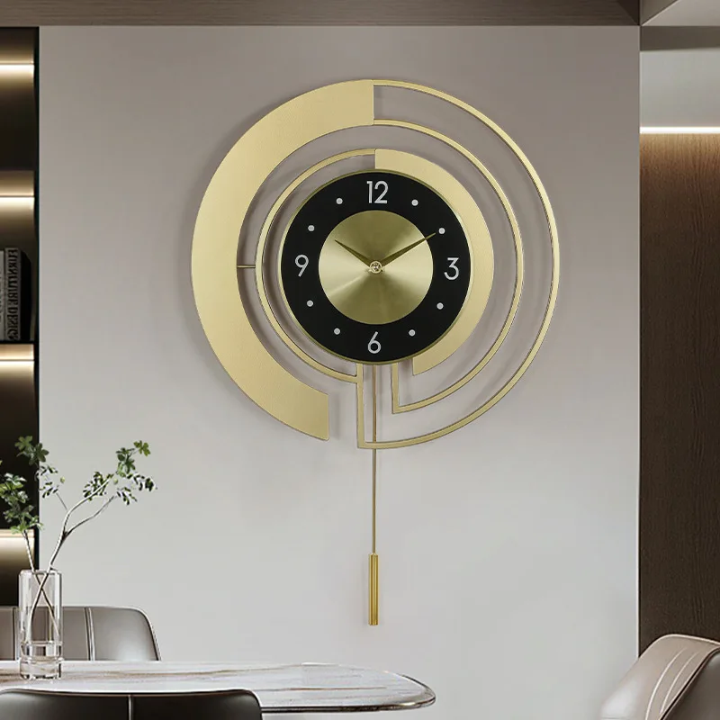 Large Luxury Wall Clocks With Pendulum Creative Design Wall Decor Hanging Clock Living Room Bathroom Bedroom Golden Silent Watch