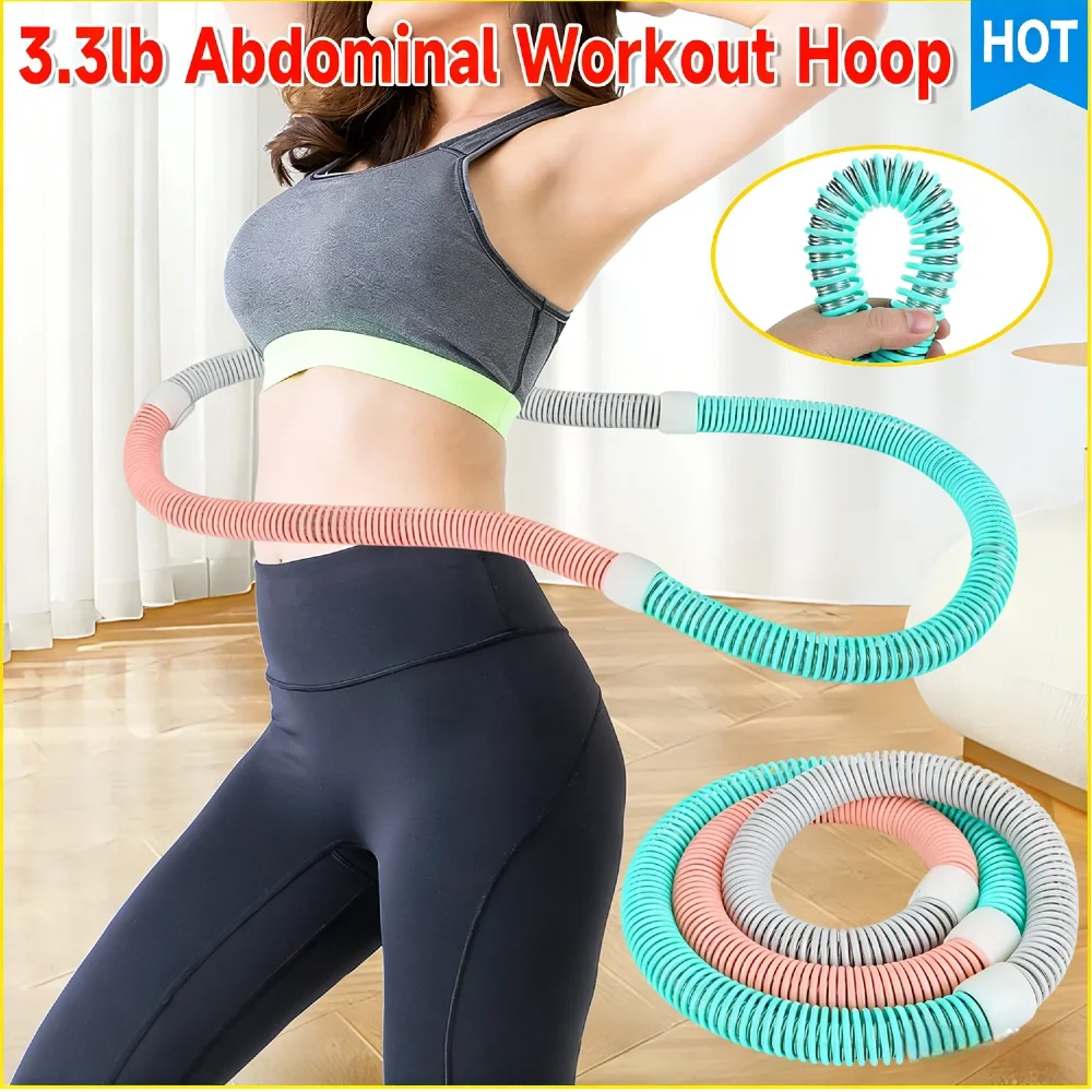 

Weighted Foldable Spring Hoop Abdominal Workout Circle Gentle Pressure Fit Full Body Toning with Tape Measure for Adults Pi