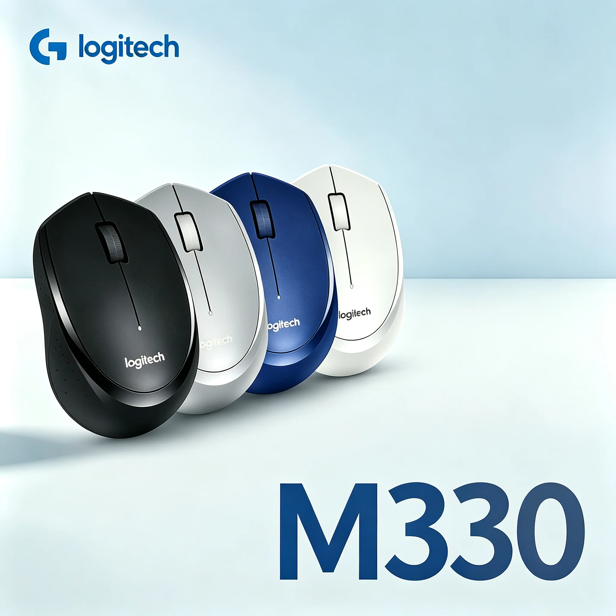 Ergonomic Mouse 2.4G Silent Click - เมาส์ไร้สาย Logitech M330 2.4G แบบคลิกเงียบ ออกแบบตามหลักสรีรศาสตร์สำหรับสำนักงาน