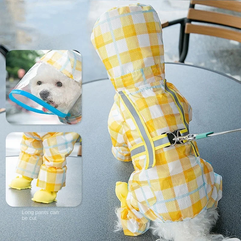 Dinosaur Dog Raincoat Four-legged Waterproof All-inclusive Teddy Bichon Pomeranian Small Dog Medium Large Dog Puppy Poncho