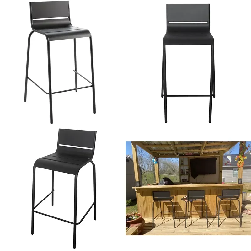 for Modern Industrial Metal High Stool Outdoor Cocktail Chair with Backrest Suitable for Kitchen or Hotel