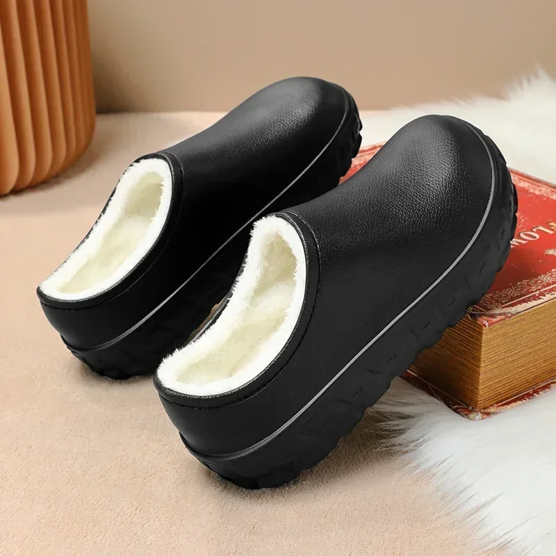 Kitchen Shoes Waterproof Slipper Non-Slip Wear-resistant Warm Men's Work Shoes Heel Covering Thick Bottom Unisex Add Velvet New