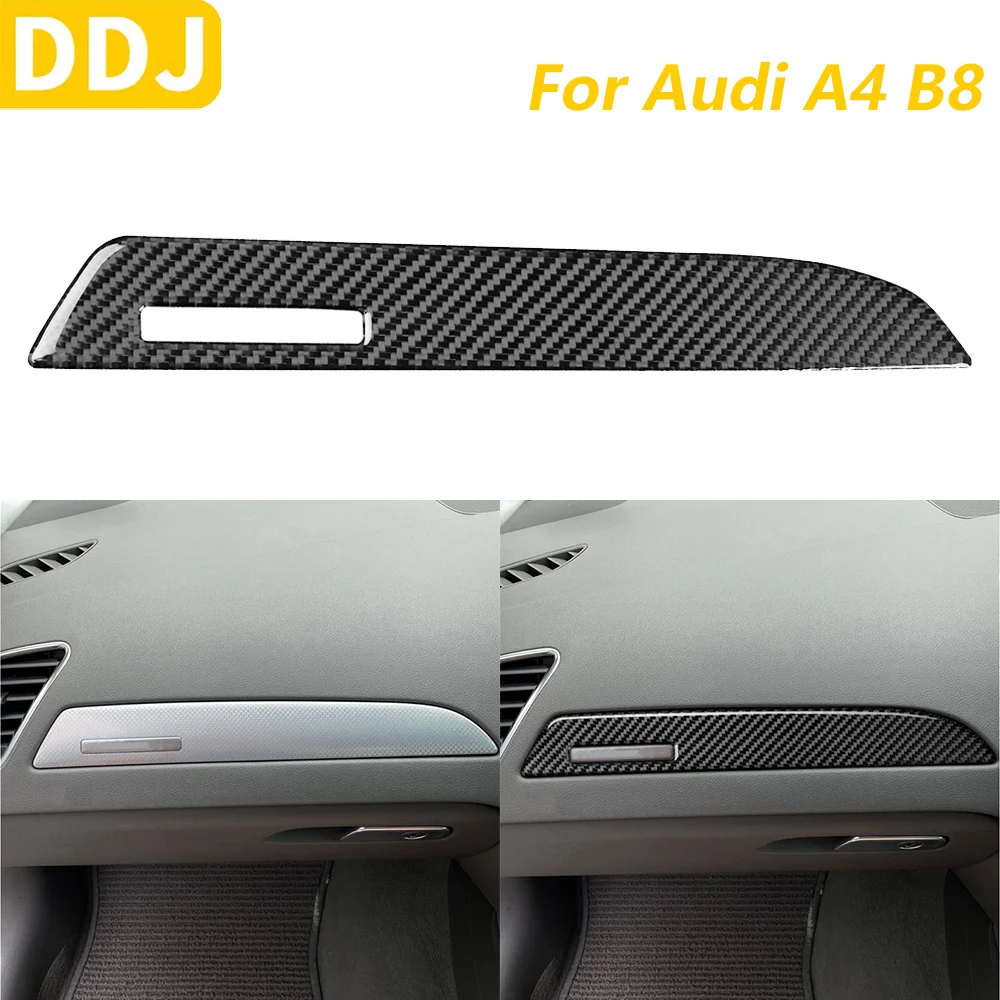 For Audi A4 B8 2009-2016 Carbon Fiber Co-pilot Dashboard Panel Instrument Cover Trim Car Accessories Interior Decoration Sticker