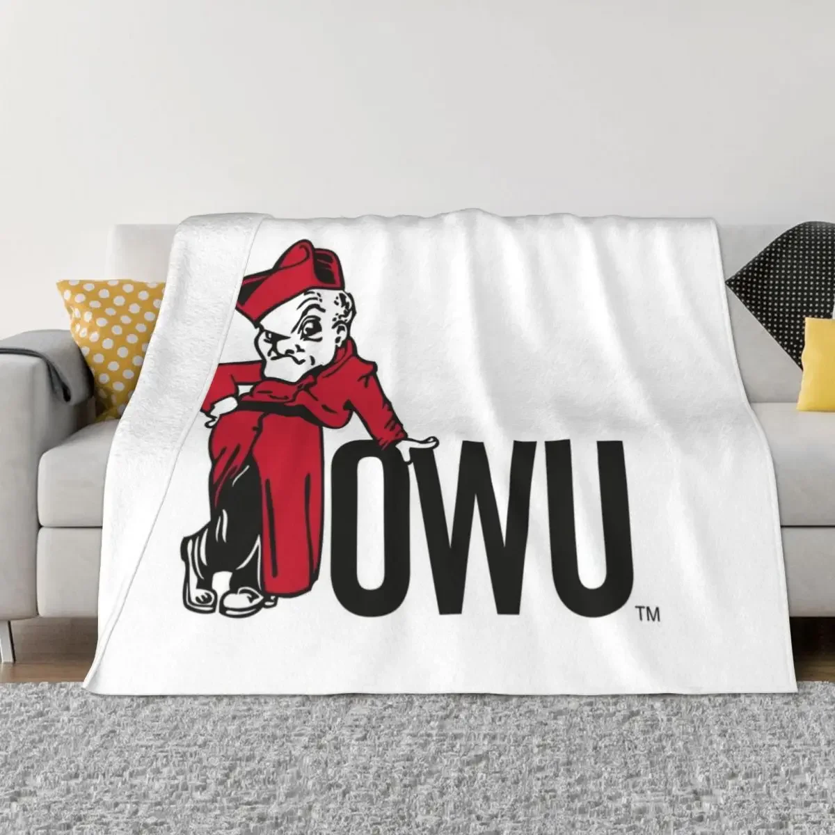 Ohio Wesleyan battling bishops Throw Blanket Bed covers Fluffy Shaggy Picnic Flannel Blankets