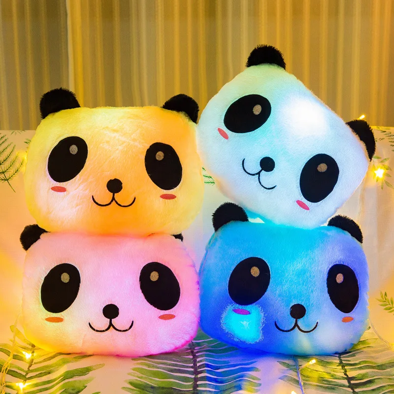 New Colorful Glowing Panda Pillow Plush Toy Panda Doll Luminous Pillow Valentine's Day Gift Suitable for kids and adults