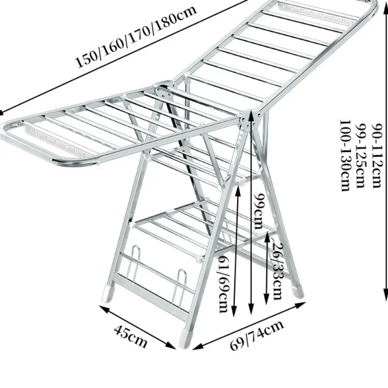 Składany stojak do suszenia podłoga balkonowa ze stali nierdzewnej wielofunkcyjny stojak do suszenia na zewnątrz składany sznur na bieliznę