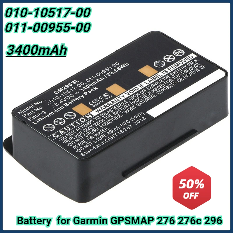 

8.4V/3400mAh GPS Navigator Battery 010-10517-00 011-00955-00 for Garmin EGM478 GPSMAP 276 276c 296 376C 376 378 396 495 496 478