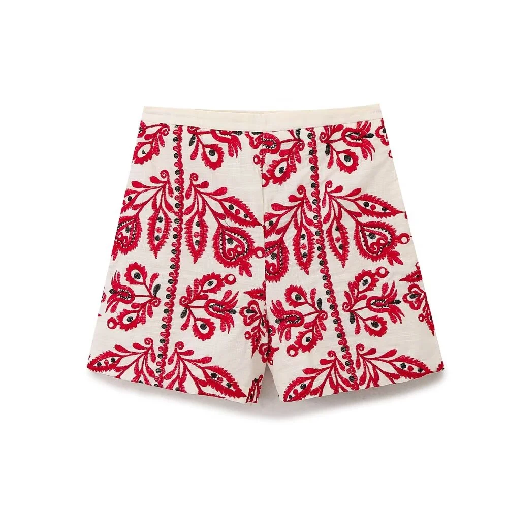 2024 Autumn New Women's Clothing European And American Style Fashionable Vacation Versatile Embroidered Casual Shorts