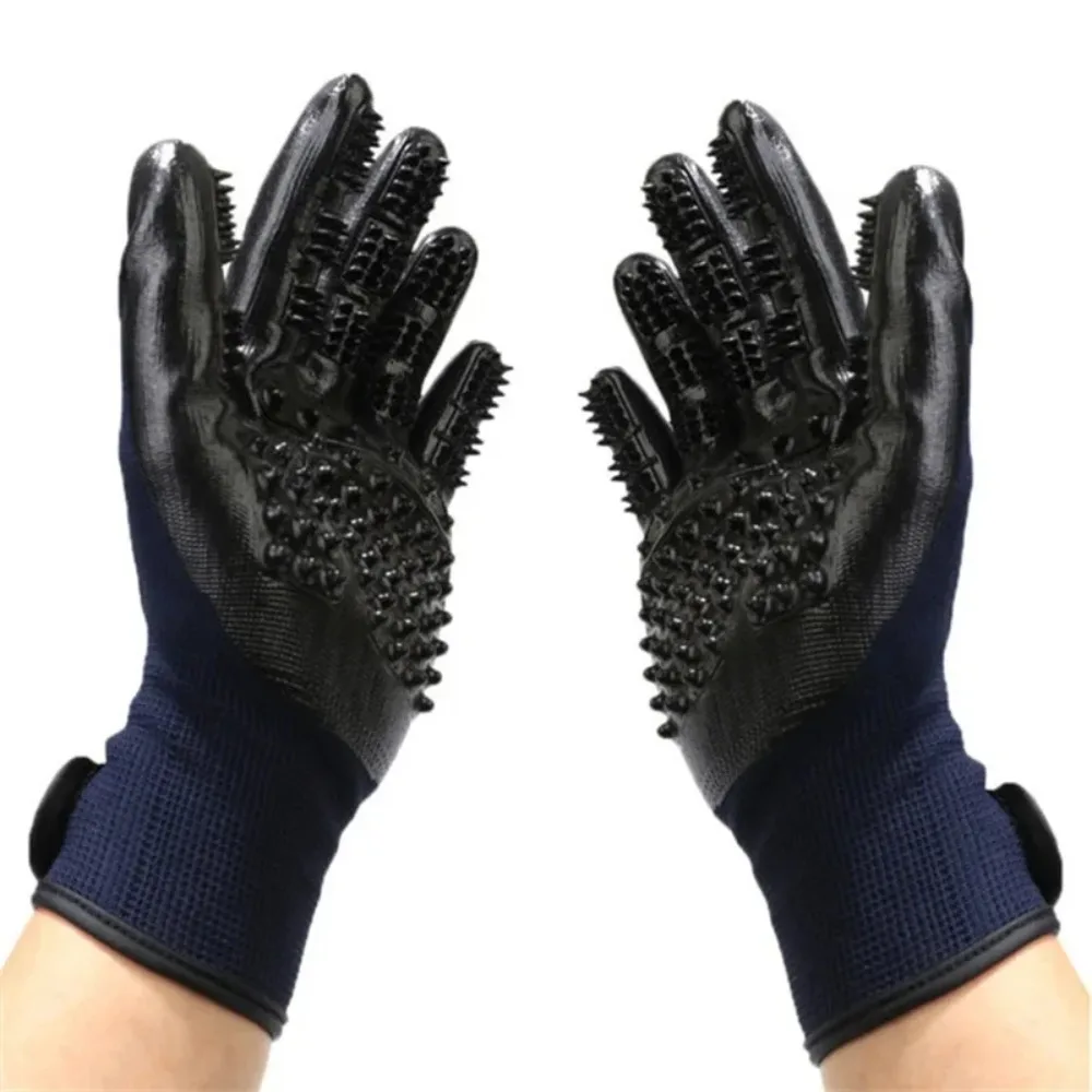 A Pair of Pet Bath Gloves Massage Clean Remove Floating Hair Pet Grooming Hair Removal Rubber Wear Resistant Non-Slip Pet Gloves