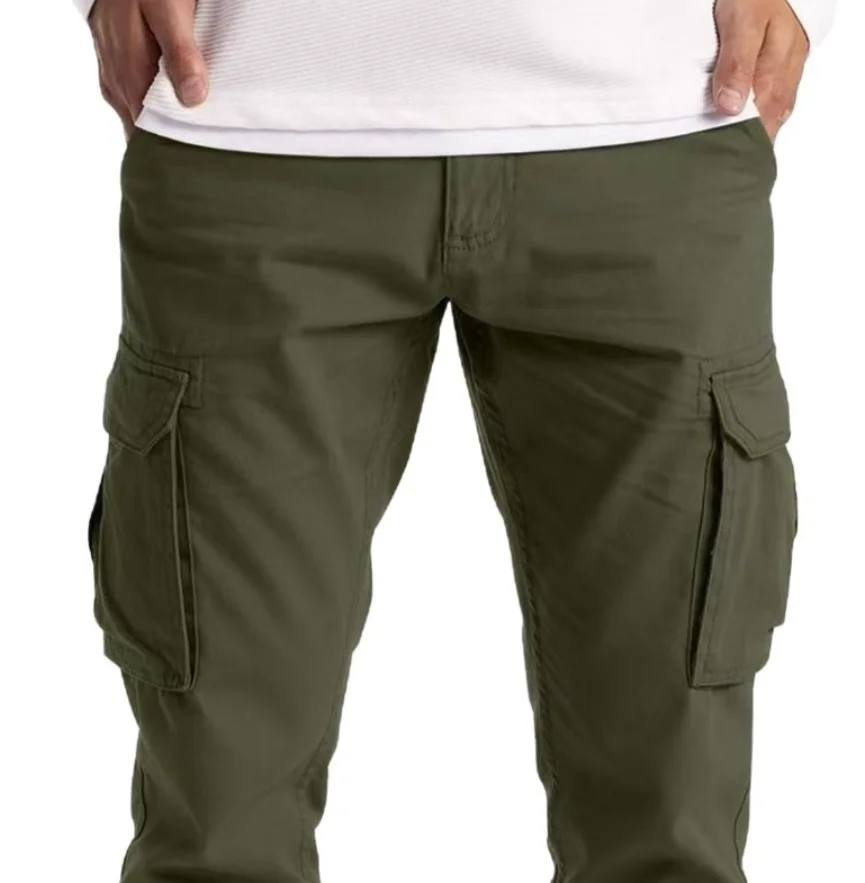New Men's Cargo Pants. European and American Leisure Style with Drawstring and Multiple Pockets. Street Fashion Long Pants.