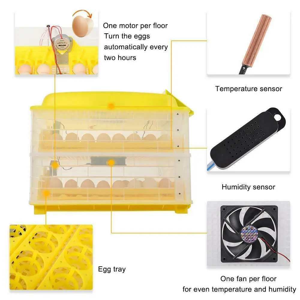 96Eggs Incubator Digital Clear Poultry Hatching Machine Automatic for Chiken Hatching 110V/220V