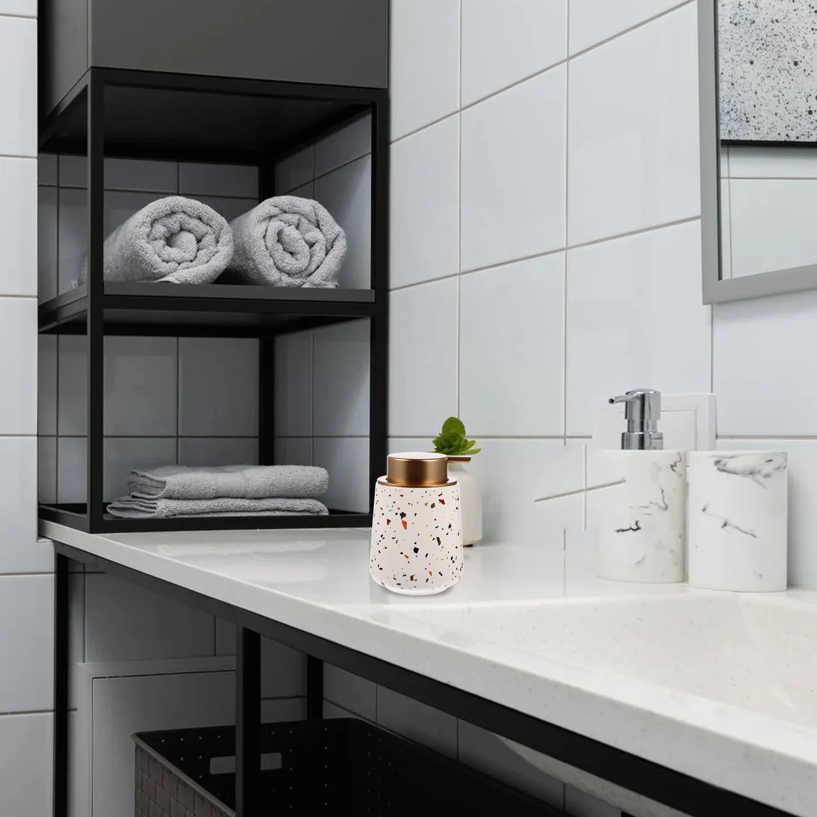 

Bathroom Supplies Shampoo Bottle Dispenser Pump Ceramic Soap Countertop Press Hand Kitchen Lotion Storage