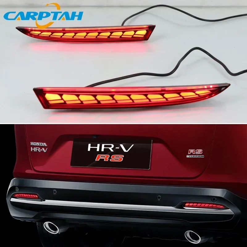 

Автомобильные светодиодные лампы заднего бампера для Honda HRV 2022-2023 RS, стоп-сигнал, указатель поворота, резервный отражатель, задние фонари, автомобильные противотуманные фары