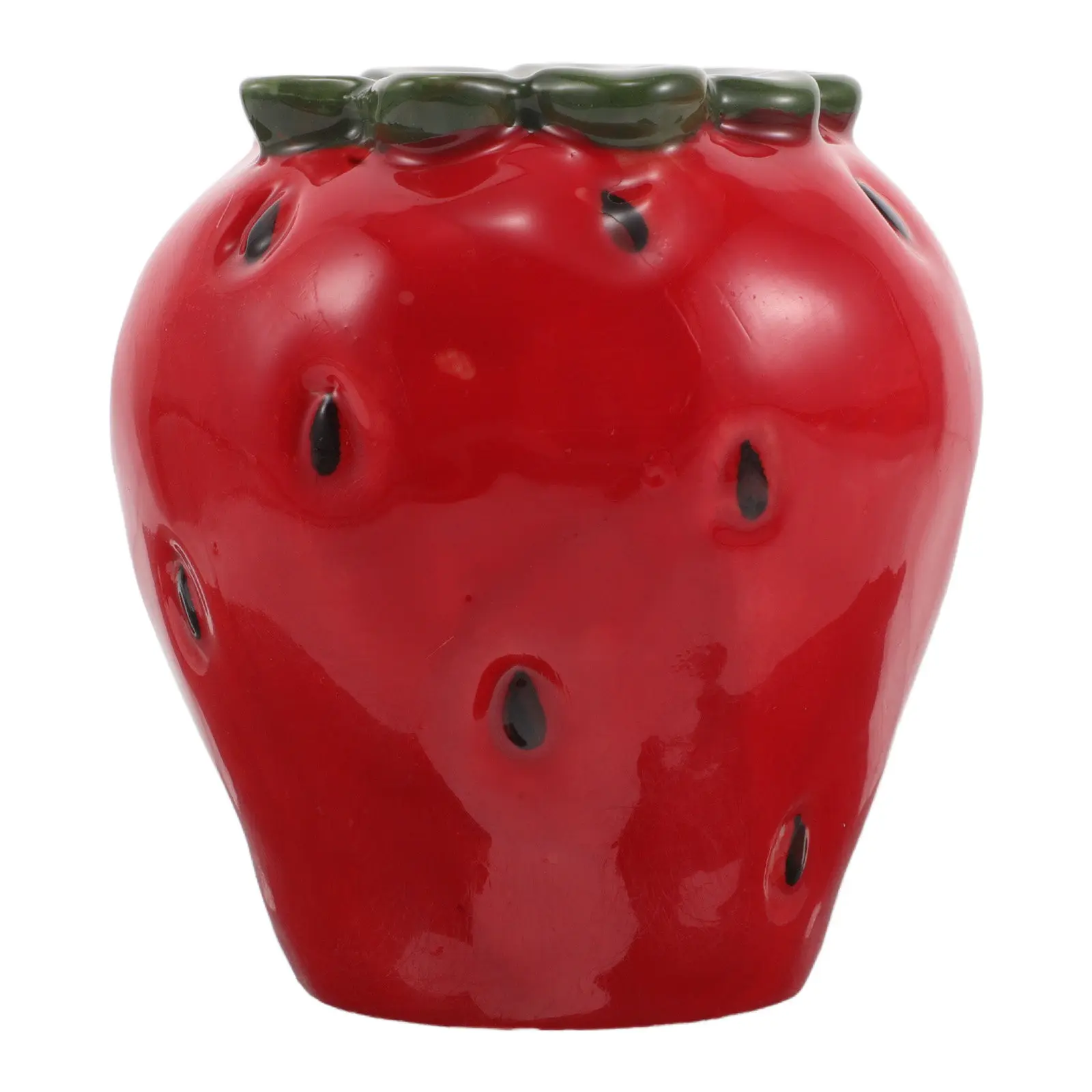 Strawberry Ceramic Vase Cute Red Flower Pot Decorative Ceramic Planter Pot for Kitchen Table Centerpiece Fruit Shape Home Decor