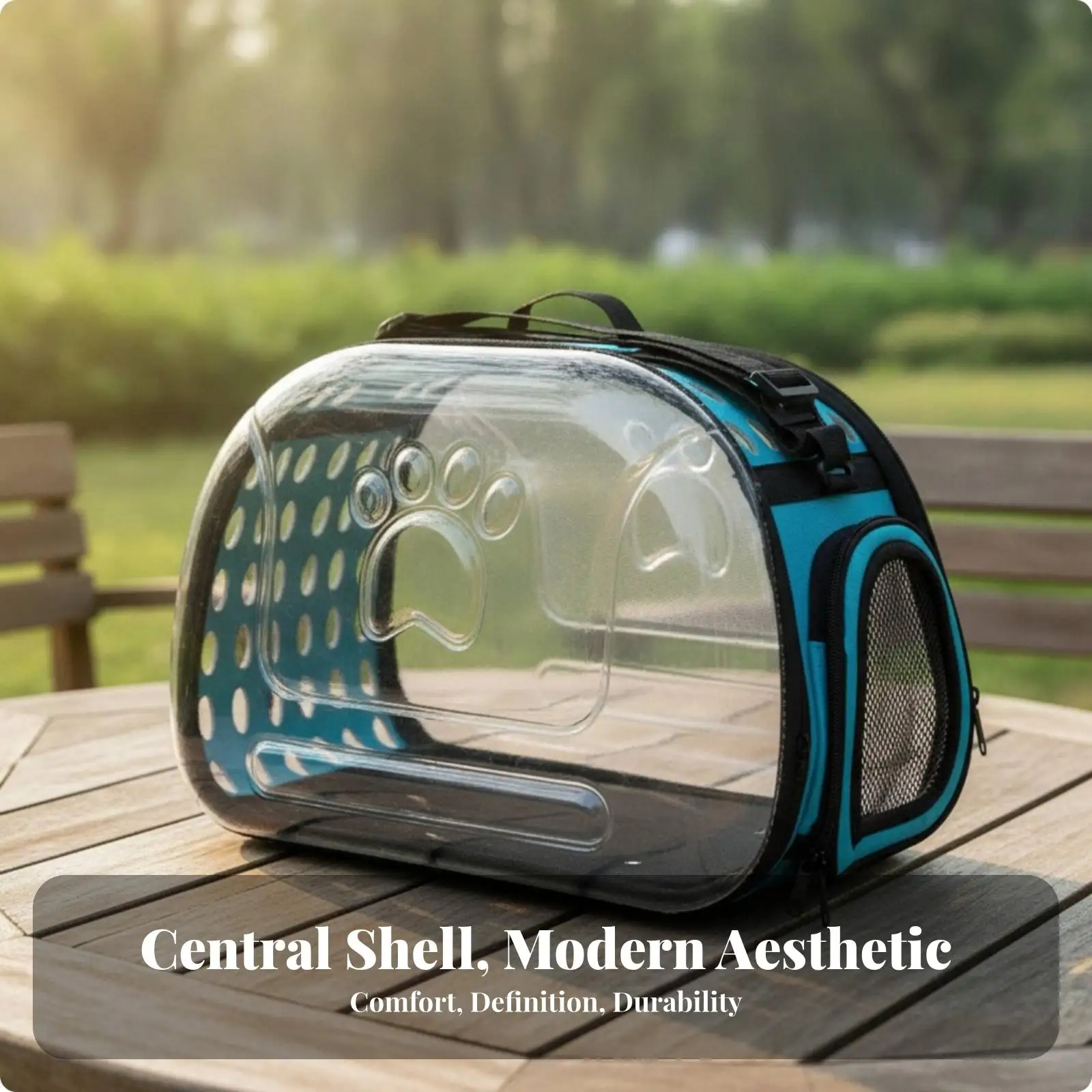 Cat Backpack Carrier with Clear Paw Print Shell and Breathable Side Vents for Vet Appointments and Walks
