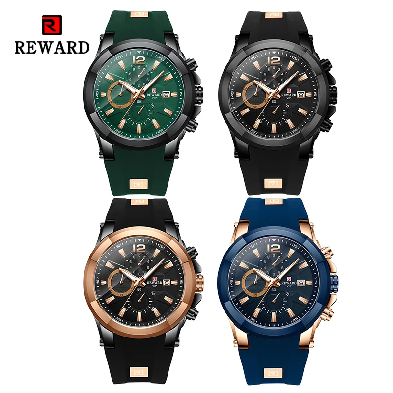 REWARD Fashion Men Watch Waterproof Chronograph Timepiece Male Sport Date Quartz Wristwatches Anti-Scratch Luminous Wrist Watch