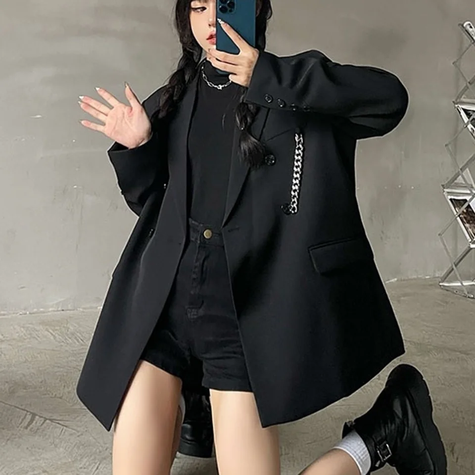 

Ladies Blazers High Quality Tied Layered Legs Irreuglar Buttonless Casaco Doubled Letters Straight-Leg Suiting Belly Petal