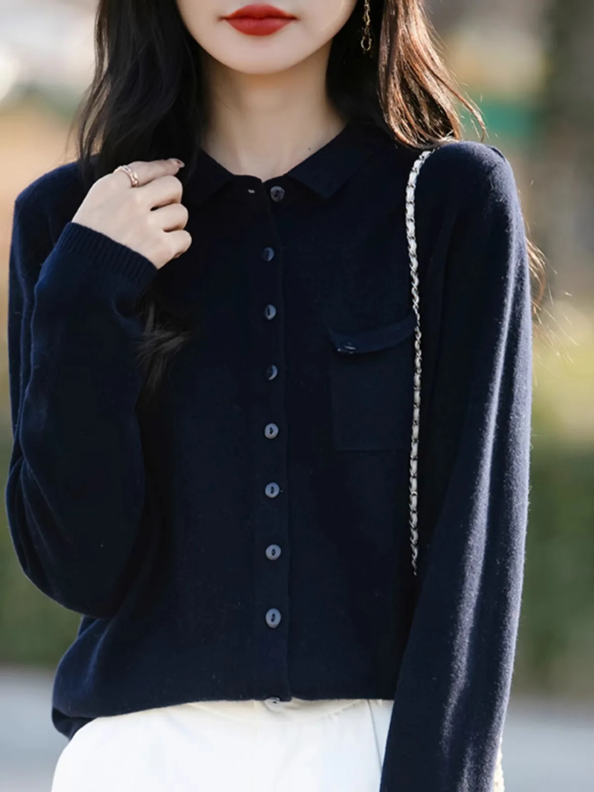 Frauen Strickjacken Einreiher Polo Kragen Lose Langen Ärmeln Herbst Winter Mode Koreanische Gestrickte Solide Rosa Pullover Jumper