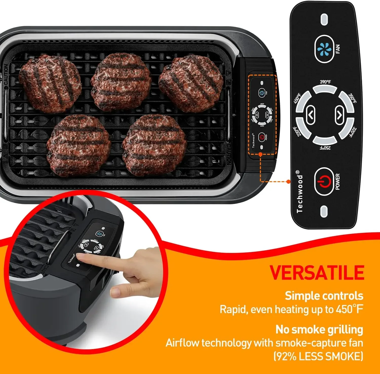 Smokeless Grill, 1500W Electric BBQ Grill with Temperature Control, Korean Grill Removable Grill & Griddle Plate