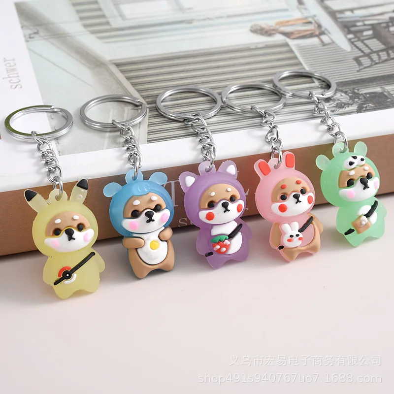 special offer New female cross dress Shiba Inu keychain cute car doll machine student schoolbag pendant key ring