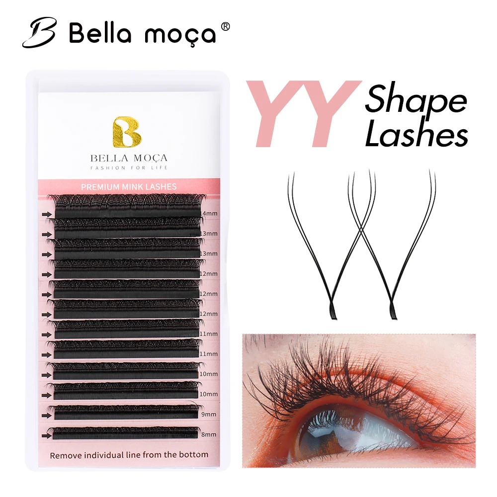 Bella moça YY Shaped Lashes Y Eyelashes YY Cilios 8-14mm Curl D 4D W Shaped Eyelashes Extension 4D Cilia YY Shape Lashes