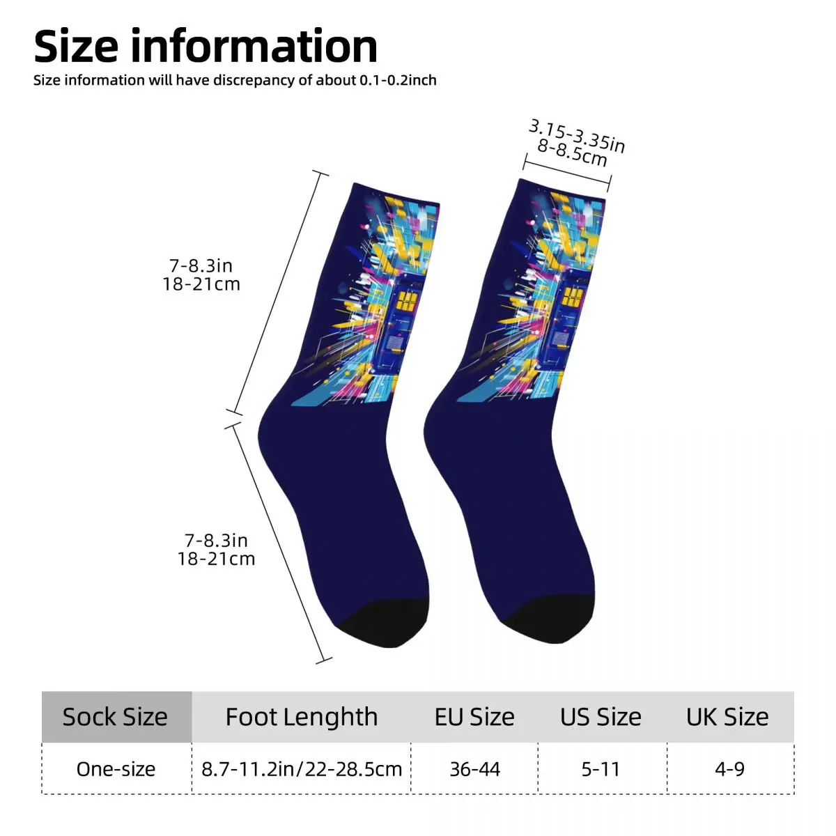 Shiny Blue Box Sock Printed Man Polyester