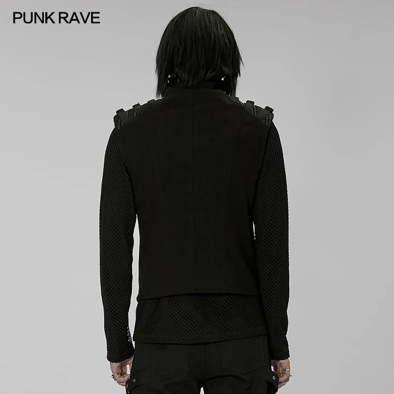 Punk Rave Rock Black Post-apocalyptic style Men\'s Vest Casual Stage Performance Costumes WY1448