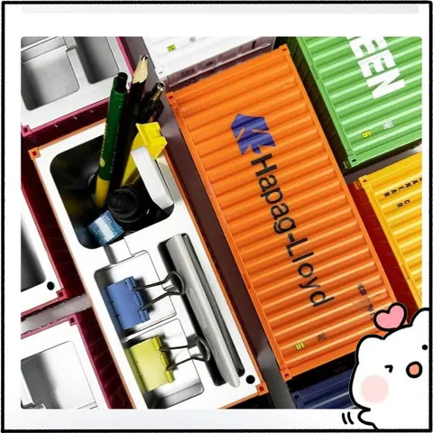 Contenitore di spedizione realistico in miniatura modello semplice multifunzionale portapenne da tavolo per ufficio scatola di immagazzinaggio decorazioni per la casa artigianali
