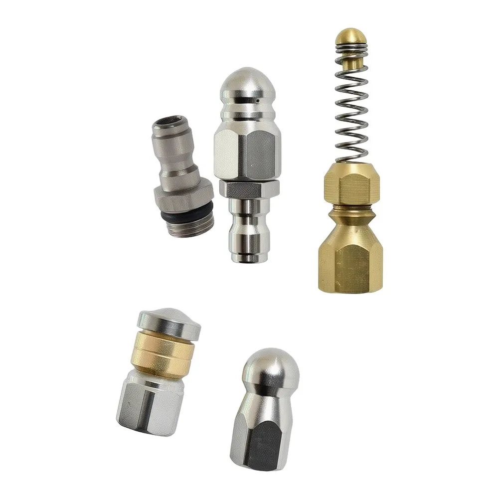 For Pressure Washer Compatible 1/4 IN Drain Cleaning Nozzle Set Stainless Steel Construction for Residential and Commercial Use 3