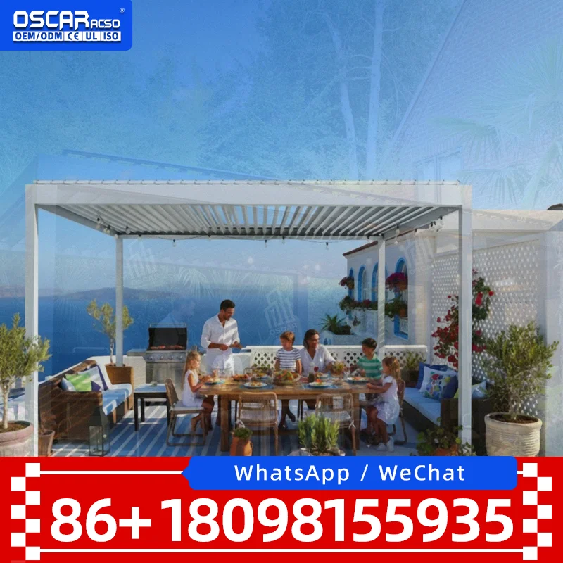 Freestanding Wall Mounted Design Aluminium Pergola with Manual Opening Louvred Roof for Patio Outdoor Garden in Europe pergola